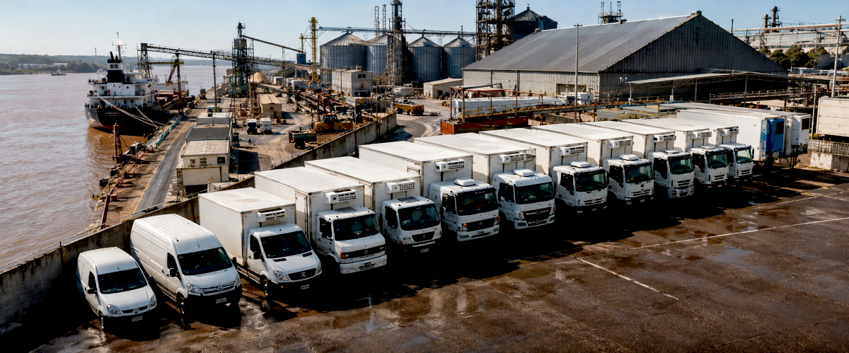 Mattina delivery trucks supporting ship supply operations in San Lorenzo, Argentina